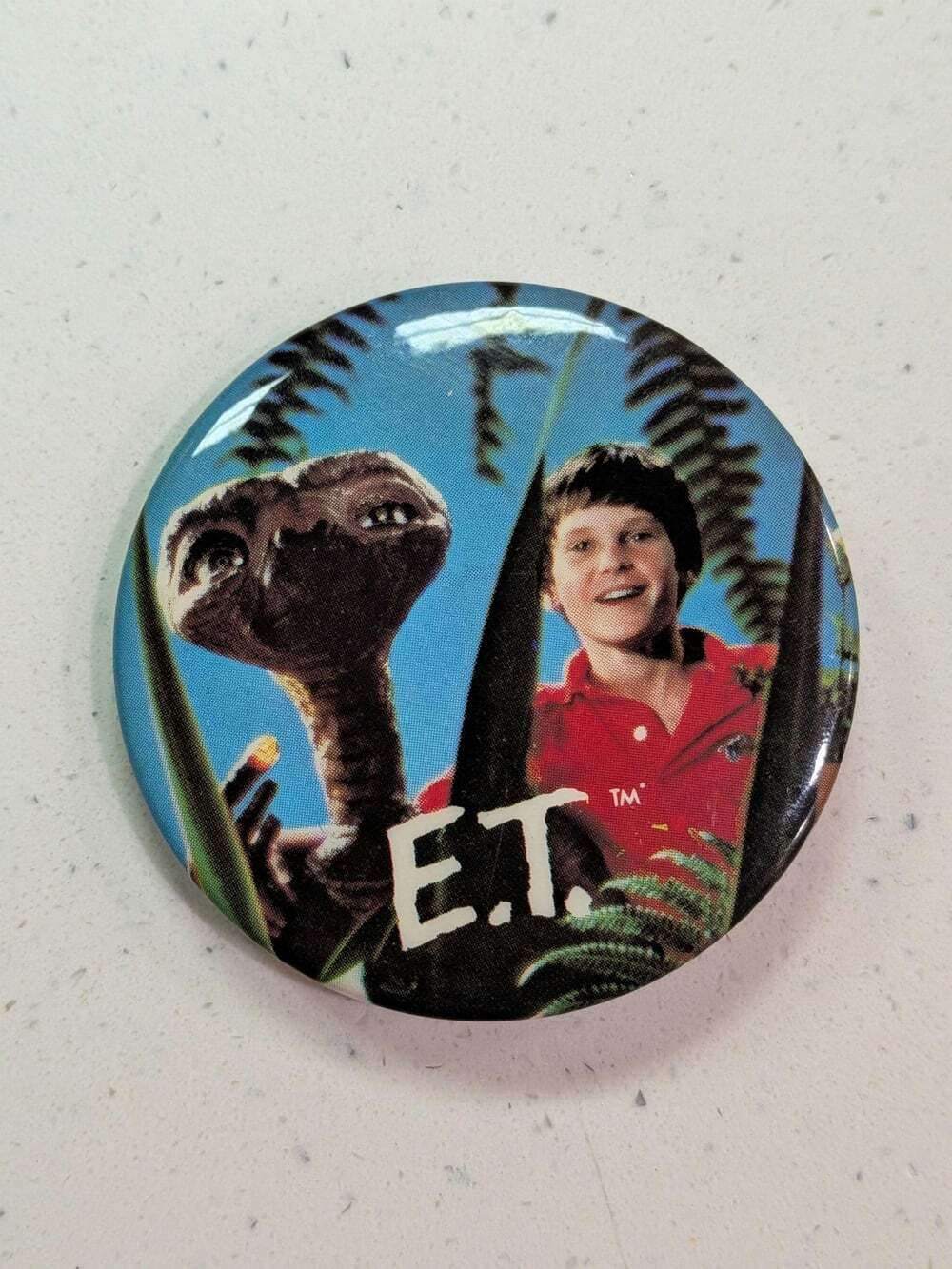 Vintage E.T. The Extra-Terrestrial Movie Pinback Button Blue Promo Badge